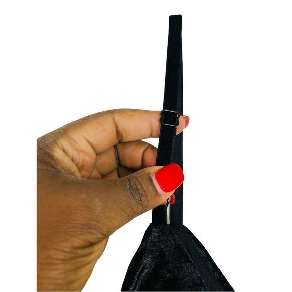 8481 Women's sz large Black velour velvet Little Black dress - Picture 5 of 8